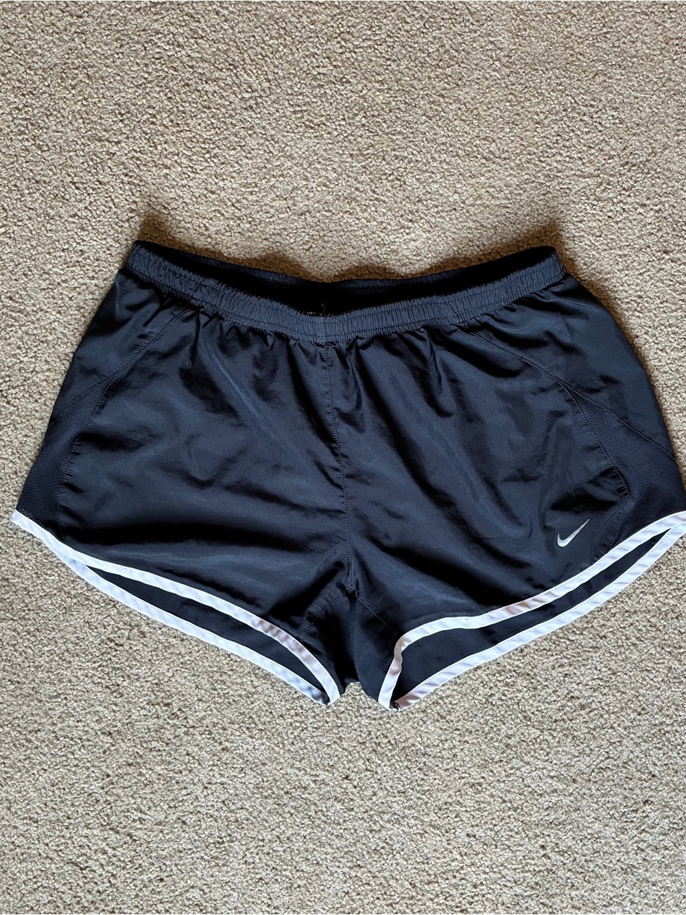 Nike Women's Black Athletic Running Shorts with White Stripe Trim Size Medium